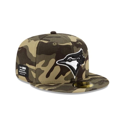 Green Toronto Blue Jays Hat - New Era MLB Armed Forces Weekend 59FIFTY Fitted Caps USA9254130